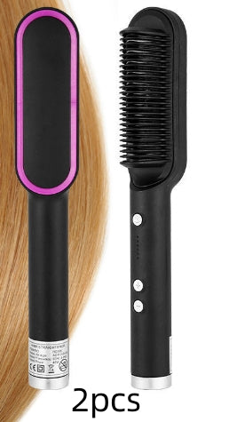 New 2 In 1 Hair Straightener Hot Comb Negative Ion Curling Tong Dual-purpose Electric Hair Brush - Thriver Trend