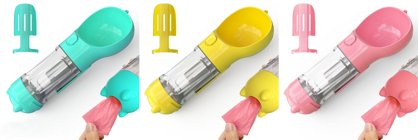 Pet Water Bottle Feeder Bowl Garbage Bag Storage Portable Pet Outdoor Travel 3 In 1 Dog Water Bottle - Thriver Trend