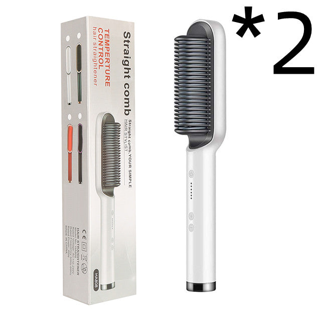 New 2 In 1 Hair Straightener Hot Comb Negative Ion Curling Tong Dual-purpose Electric Hair Brush - Thriver Trend