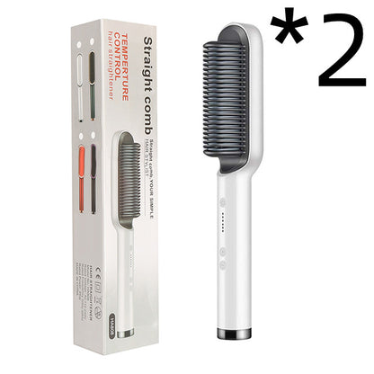 New 2 In 1 Hair Straightener Hot Comb Negative Ion Curling Tong Dual-purpose Electric Hair Brush - Thriver Trend