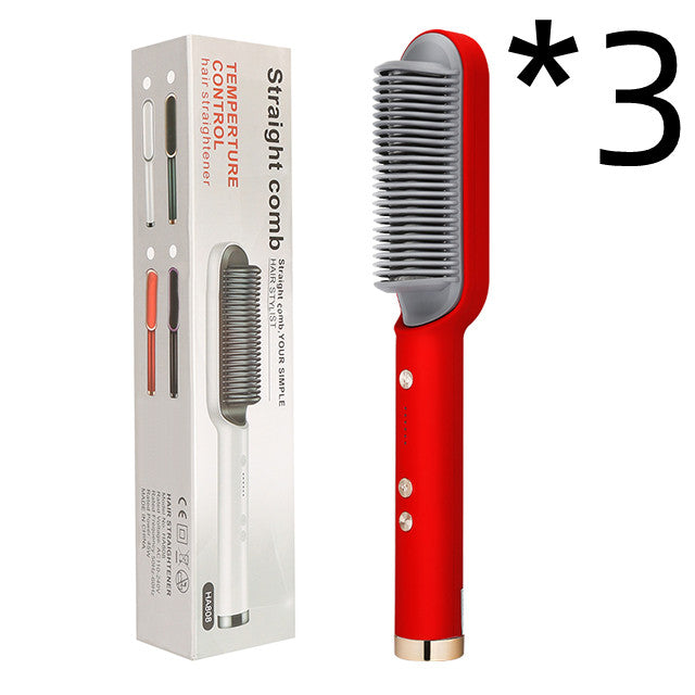 New 2 In 1 Hair Straightener Hot Comb Negative Ion Curling Tong Dual-purpose Electric Hair Brush - Thriver Trend
