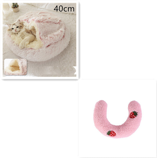 2 In 1 Dog And Cat Bed Pet Winter Bed Round Plush Warm Bed House Soft Long Plush Pets Bed Pet Products - Thriver Trend